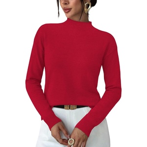 image:imageWIHOLL Womens Sweaters Mock Neck Long Sleeve Tops Fall Outfits Fashion 2026Red