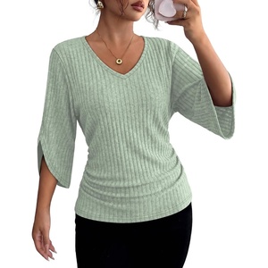 image:imageWIHOLL Womens Tops Dressy Casual 34 Length Sleeve V Neck Fall Fashion 2026Lightgreen