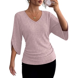 image:imageWIHOLL Womens Tops Dressy Casual 34 Length Sleeve V Neck Fall Fashion 2026Pink